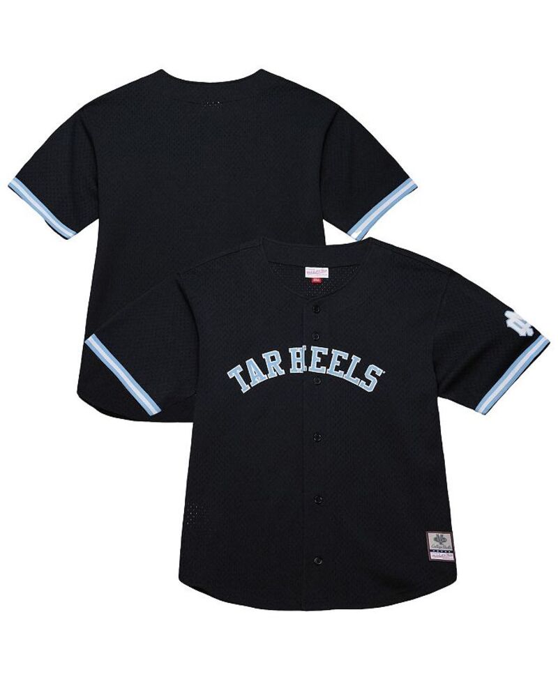 ミッチェル&ネス メンズ トップス シャツ ジャージー ヒール Mitchell & Ness Men's Black North Carolina Tar Heels On The Clock Full-Button Fashion Jersey Black ブラック｜ReVida 店