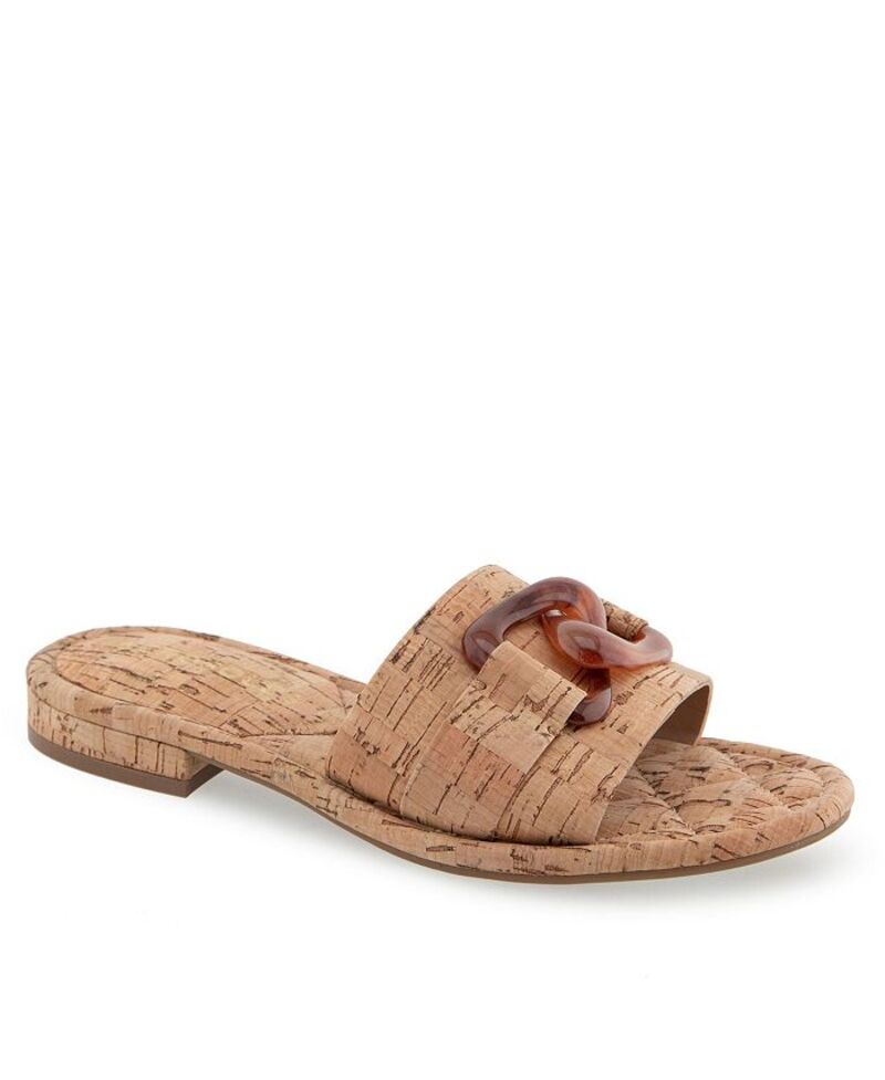 エアロソールズ レディース シューズ サンダル Aerosoles Women's Big Charm Slide Open Toe Sandals Natural Cork