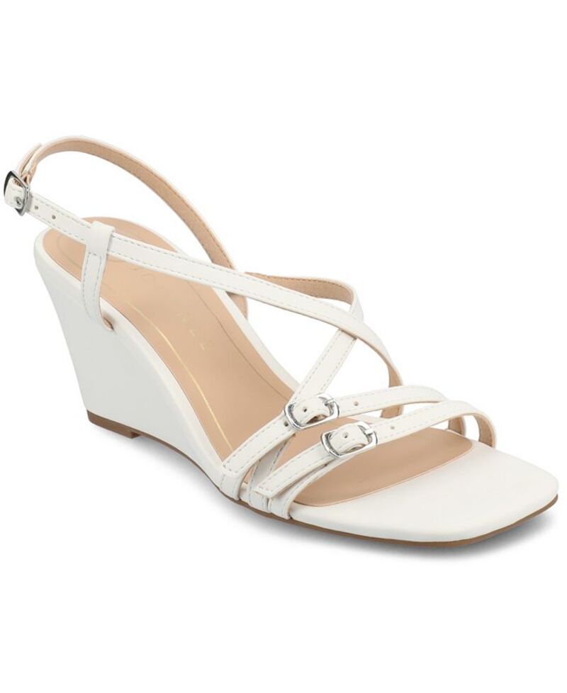 ジュルネ コレクション レディース シューズ サンダル Journee Collection Women's Clinne Multi Strap Wedge Sandals White ホワイト