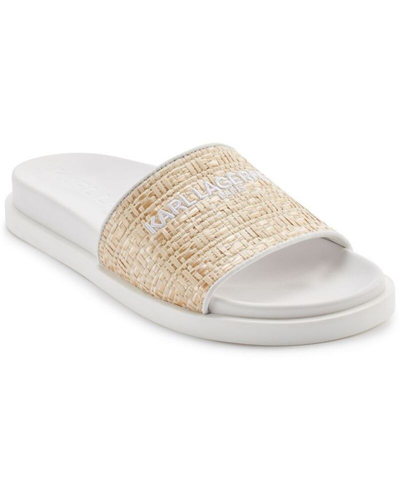 カール ラガーフェルド レディース シューズ サンダル KARL LAGERFELD PARIS Women's Hazlet Slide Flat Sandals Natural Bright White ホワイト|ReVida 店