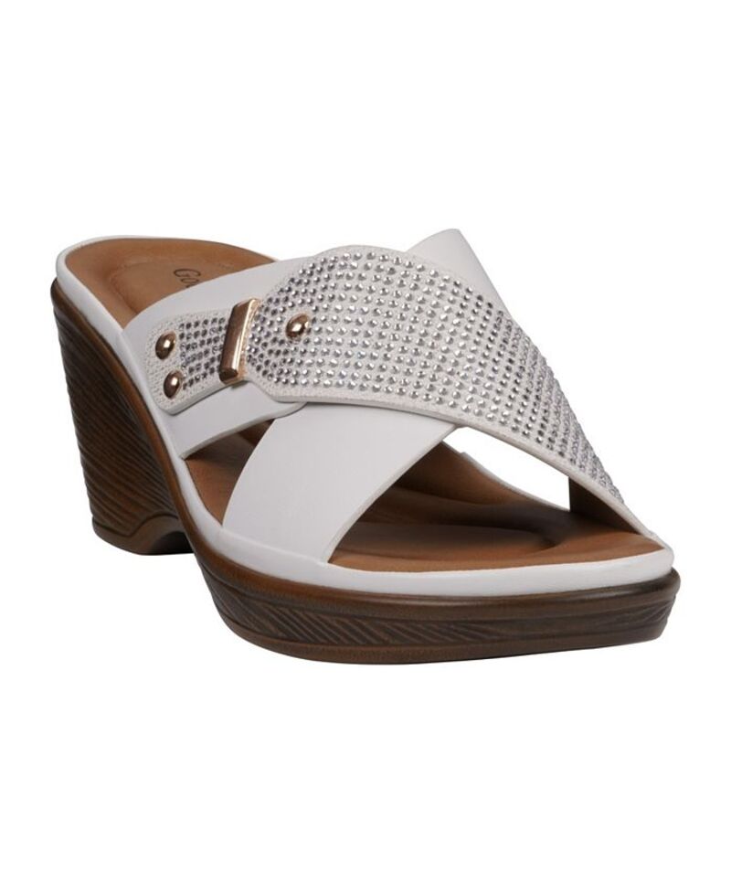 ジーシーシューズ レディース シューズ サンダル GC Shoes Women's Ash Crisscross Wedge Sandals White ホワイト|ReVida 店