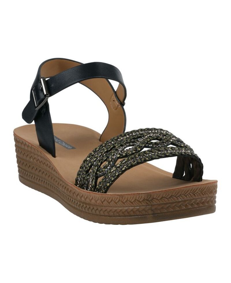 ジーシーシューズ レディース シューズ サンダル GC Shoes Women's Fay Embellished Wedge Sandals Black ブラック