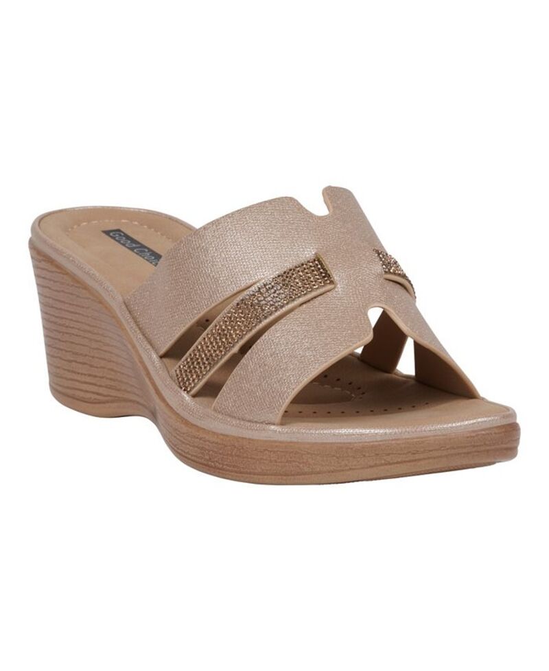 ジーシーシューズ レディース シューズ サンダル GC Shoes Women's Frances Embellished Wedge Sandals Gold ゴールド｜ReVida 店