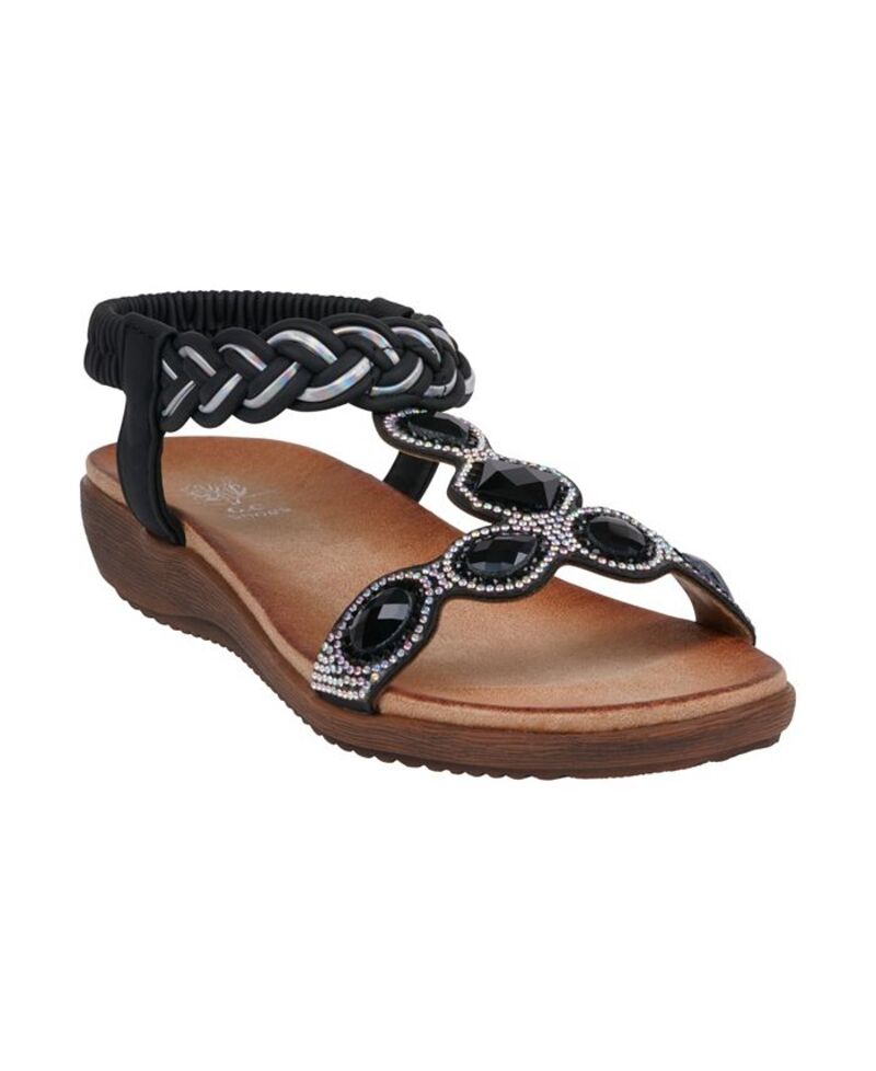ジーシーシューズ レディース シューズ サンダル GC Shoes Women's Victoria Jeweled Flat Sandals Black ブラック