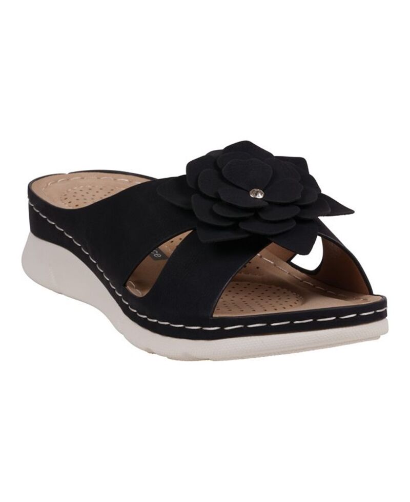 ジーシーシューズ レディース シューズ サンダル GC Shoes Women's Claire Flower Rosette Comfort Sandals Black ブラック