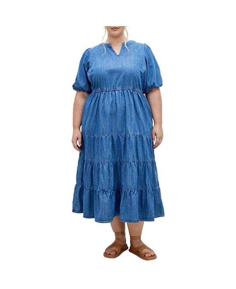 シティーシック レディース トップス ワンピース プラスサイズ CITY CHIC Plus Size August Dress Light wash