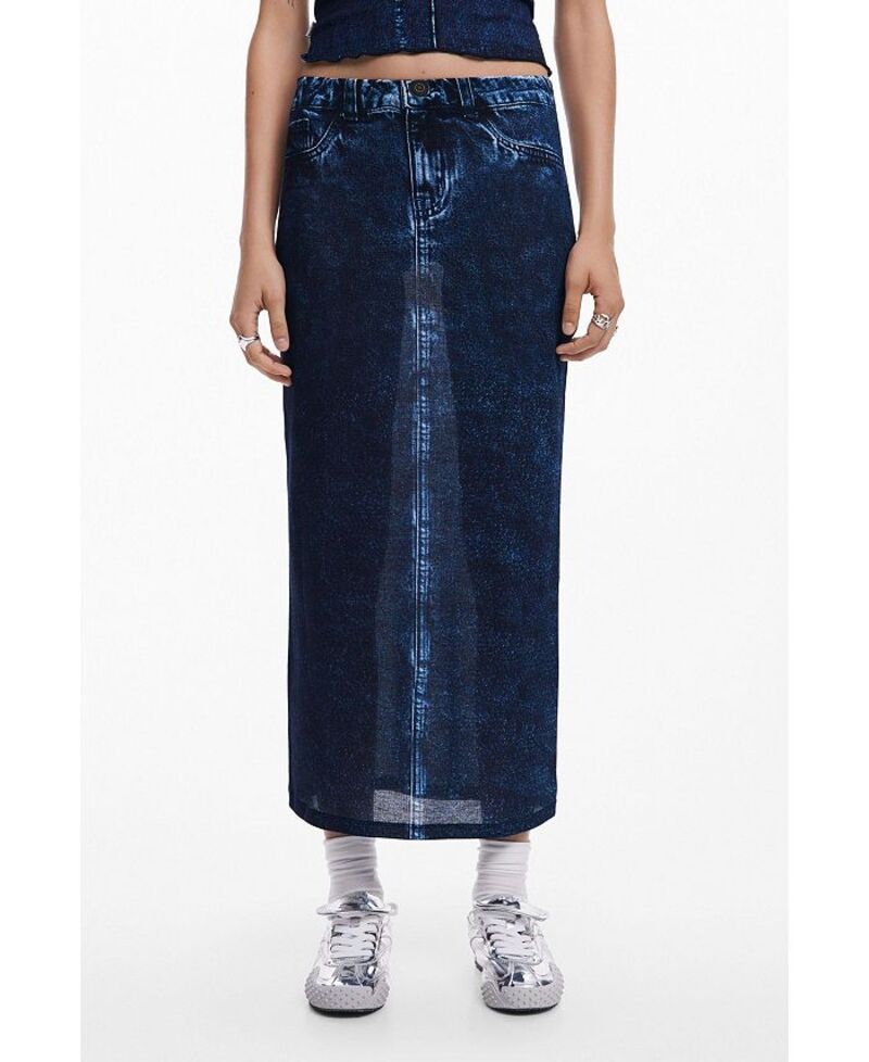 デジグアル レディース ボトムス スカート デニム Desigual Women's Denim-effect skirt Blue ブルー