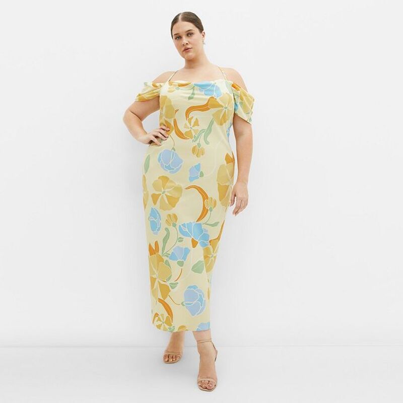 シティーシック レディース トップス ワンピース プラスサイズ プリント CITY CHIC Plus Size Cady Print Dress Butter floral