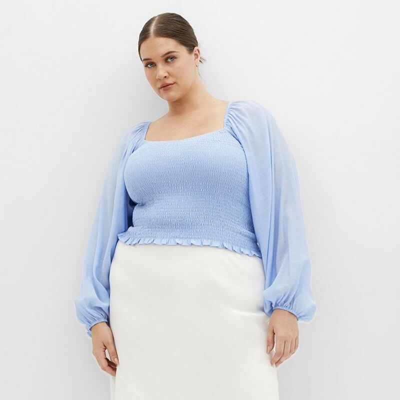 シティーシック レディース トップス シャツ プラスサイズ CITY CHIC Plus Size Rowy Top Sky blue ブルー