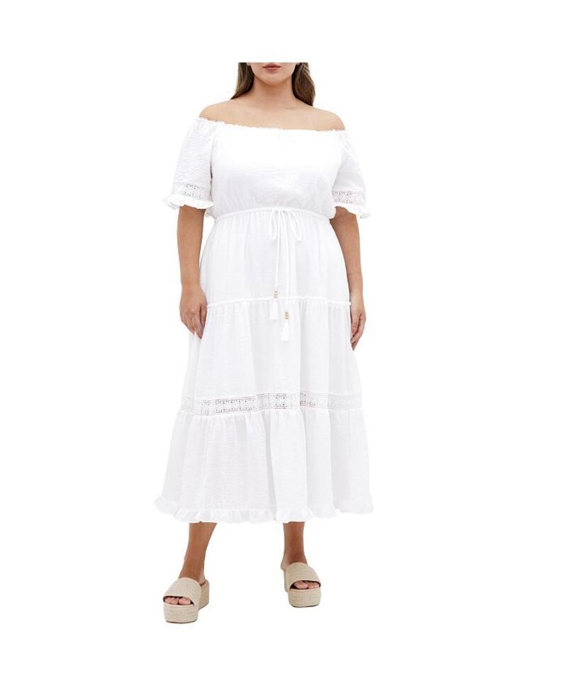シティーシック レディース トップス ワンピース ミディワンピース プラスサイズ ミディ CITY CHIC Plus Size Angel Midi Dress Ivory アイボリー 21,520円