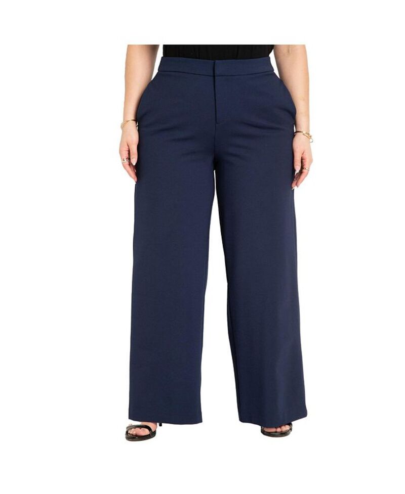 エロクイ レディース ボトムス カジュアルパンツ ワイドレッグ プラスサイズ ELOQUII Plus Size The Ultimate Stretch Wide Leg Pant Maritime blue ブルー