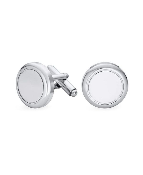 ブリング メンズ アクセサリー カフスボタン Tシャツ Bling Jewelry Classic Monogram Initial Solid Round Circle Stainless Steel Shirt Cufflinks Cuff Links Executive Gift Hinge Bullet Back Grey グレー