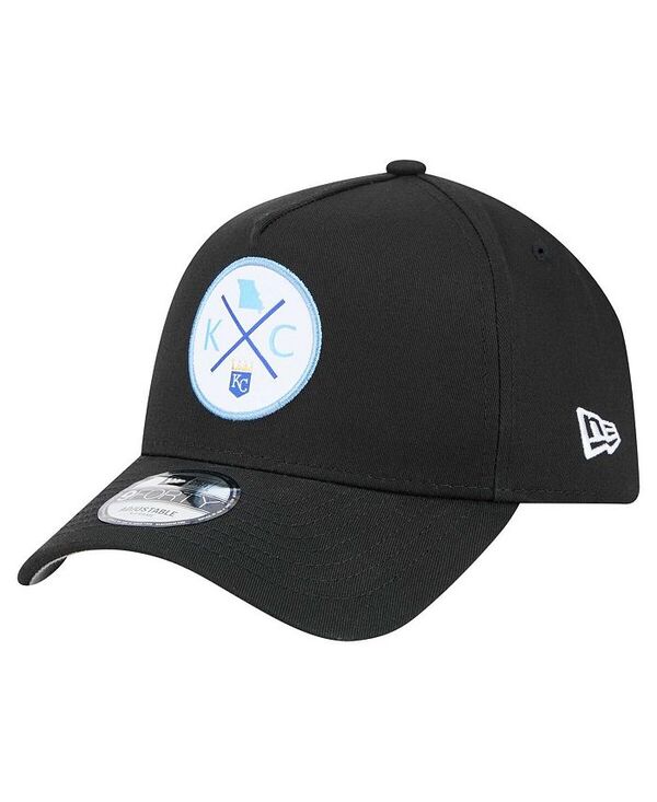 ニューエラ メンズ アクセサリー 帽子 New Era Men's Black Kansas City Royals 9FORTY A-Frame Adjustable Hat Black ブラック｜ReVida 店