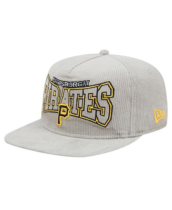 ニューエラ メンズ アクセサリー 帽子 コーデュロイ New Era Men's Gray Pittsburgh Pirates Corduroy Golfer Snapback Hat Gray グレー|ReVida 店