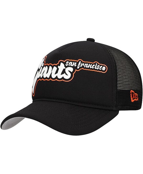 ニューエラ メンズ アクセサリー 帽子 New Era Men's Black San Francisco Giants Retro Bold A-Frame Trucker 9FORTY Adjustable Hat Black ブラック 8,266円