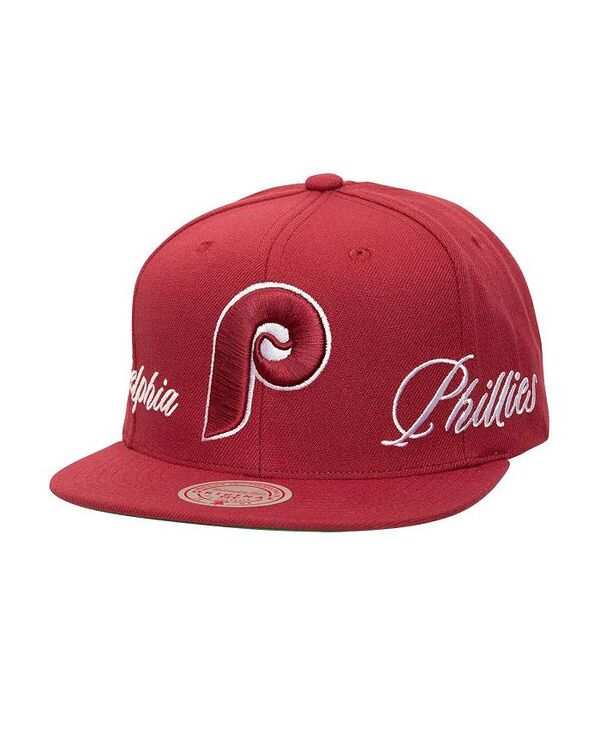 ミッチェル&ネス メンズ アクセサリー 帽子 Mitchell & Ness Men's Maroon Philadelphia Phillies Just Don x MLB Lux Script Snapback Hat Maroon マルーン｜ReVida 店