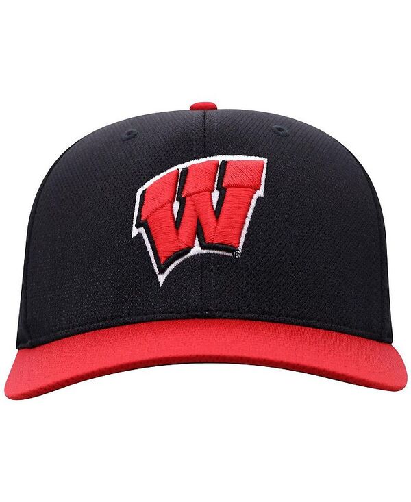 トップオブザワールド メンズ アクセサリー 帽子 Top of the World Men's Black Wisconsin Badgers Reflex Fitted Hat Black ブラック｜ReVida 店 9,105円