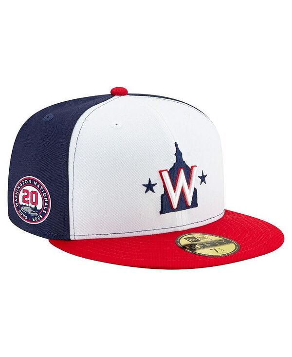 ニューエラ メンズ アクセサリー 帽子 New Era Men's White/Navy/Red Washington Nationals 20th Anniversary 59FIFTY Hat White Navy Red ホワイト