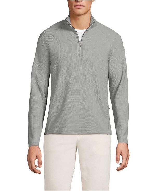 ランズエンド メンズ トップス シャツ ハーフジップ Lands' End Men's Long Sleeve Waffle Quarter Zip Metal gray グレー