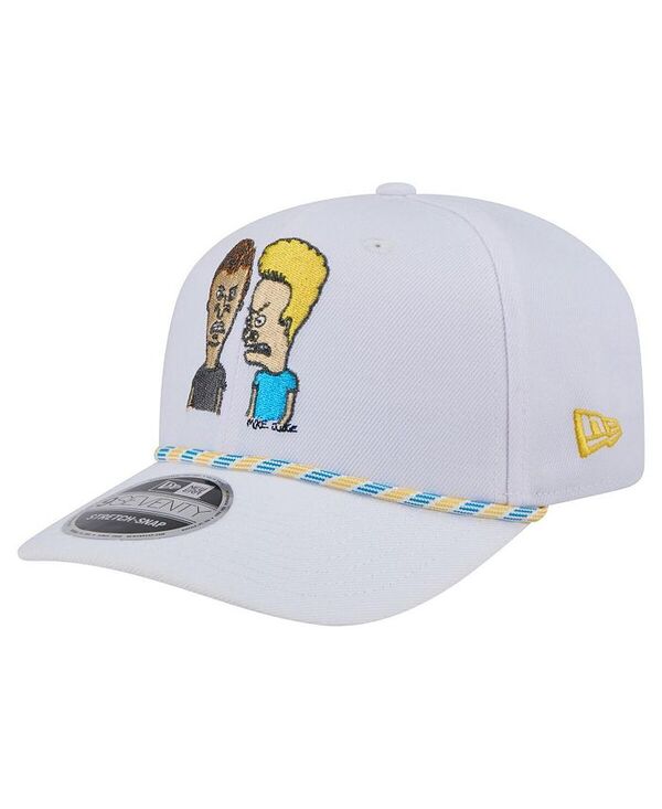 ニューエラ メンズ アクセサリー 帽子 New Era Men's White Beavis and Butt-Head Rope 9SEVENTY Stretch-Snap Adjustable Hat White ホワイト|ReVida 店