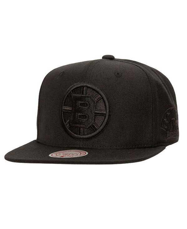 ミッチェル&ネス メンズ アクセサリー 帽子 Mitchell & Ness Men's Black Boston Bruins Soul Strike Tonal Snapback Hat Black ブラック