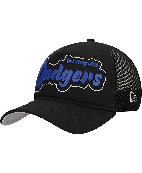 ニューエラ メンズ アクセサリー 帽子 New Era Men's Black Los Angeles Dodgers Retro Bold A-Frame Trucker 9FORTY Adjustable Hat Black ブラック