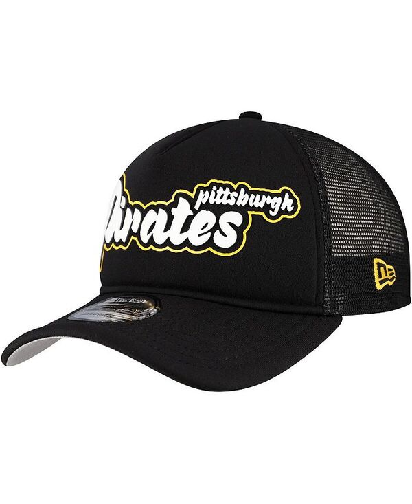 ニューエラ メンズ アクセサリー 帽子 New Era Men's Black Pittsburgh Pirates Retro Bold A-Frame Trucker 9FORTY Adjustable Hat Black ブラック