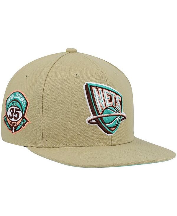 ミッチェル&ネス メンズ アクセサリー 帽子 ジャージー Mitchell & Ness Men's Khaki New Jersey Nets 35th Anniversary Hardwood Classics Malibu Sunrise Fitted Hat Khaki カーキ｜ReVida 店