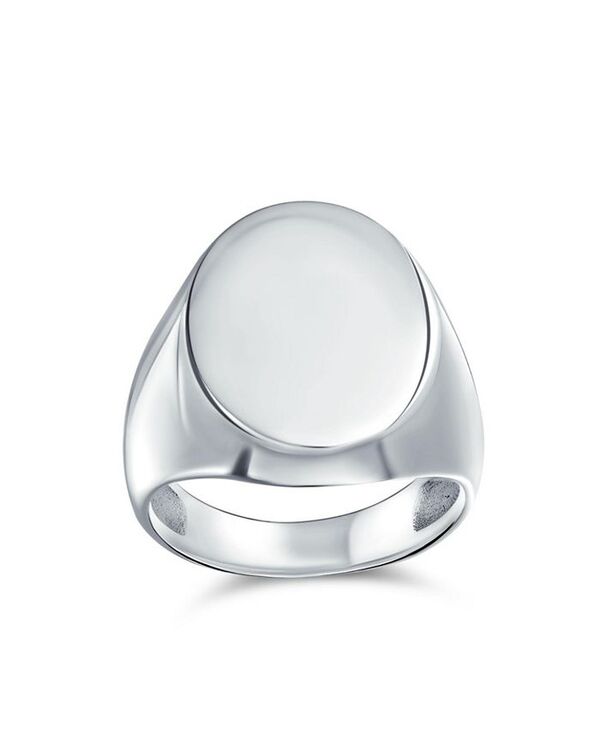 ブリング メンズ アクセサリー リング Bling Jewelry Large Basic Simple .925 Sterling Silver Oval Signet Ring Shiny Finish Silver b シルバー 10,904円