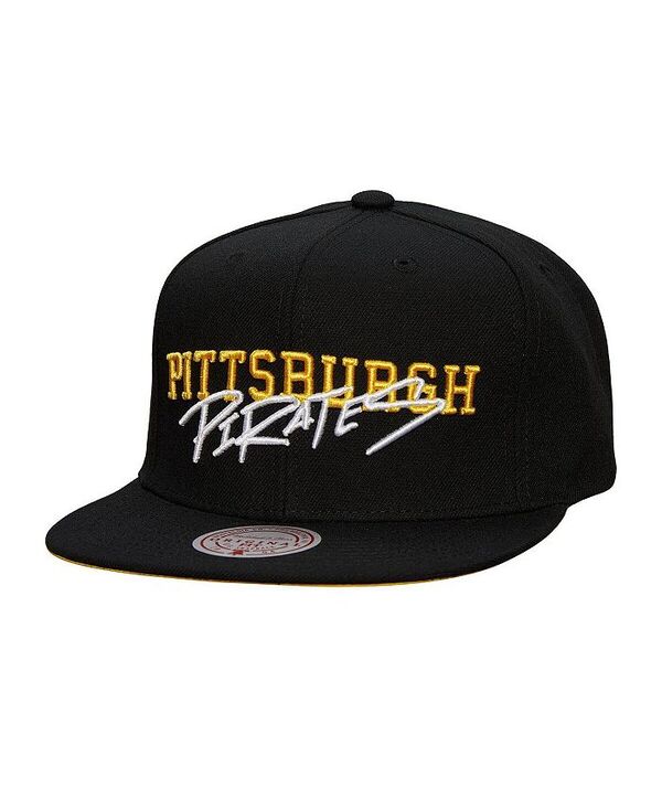 ミッチェル&ネス メンズ アクセサリー 帽子 Mitchell & Ness Men's Black Pittsburgh Pirates Team Tagged Snapback Hat Black ブラック