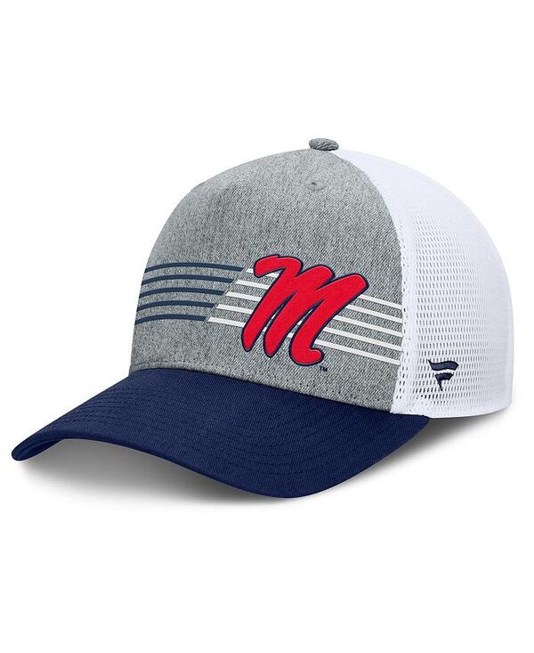 ファナティクス メンズ アクセサリー 帽子 Fanatics Men's Heather Gray/Navy Ole Miss Rebels Profile Trucker Adjustable Hat Heather Gray Navy グレー