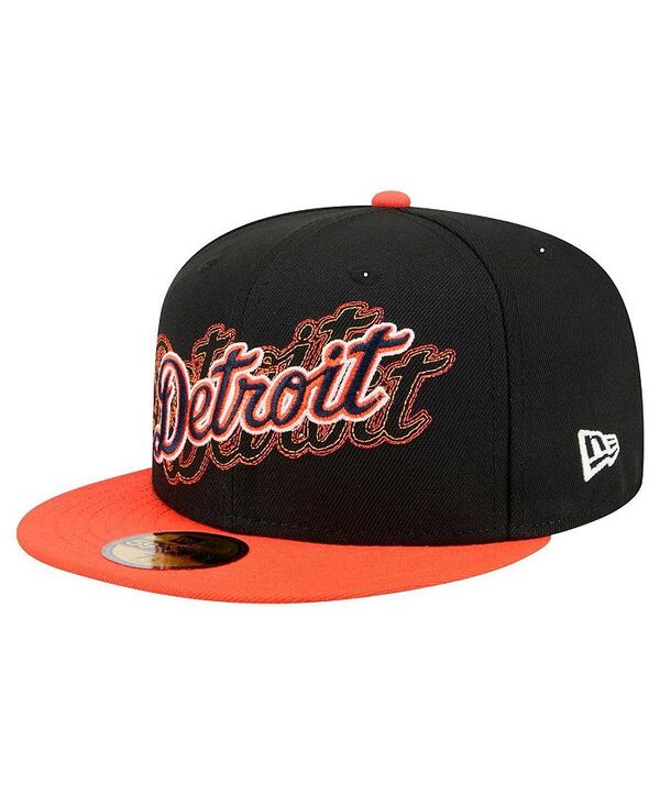 ニューエラ メンズ アクセサリー 帽子 New Era Men's Black Detroit Tigers Shadow Stitch 59FIFTY Hat Black ブラック