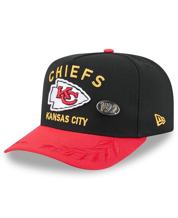 ニューエラ メンズ アクセサリー 帽子 New Era Men's Black/Red Kansas City Chiefs 2025 NFL Draft On Stage A-Frame 59FIFTY Fitted Hat Black Red ブラック