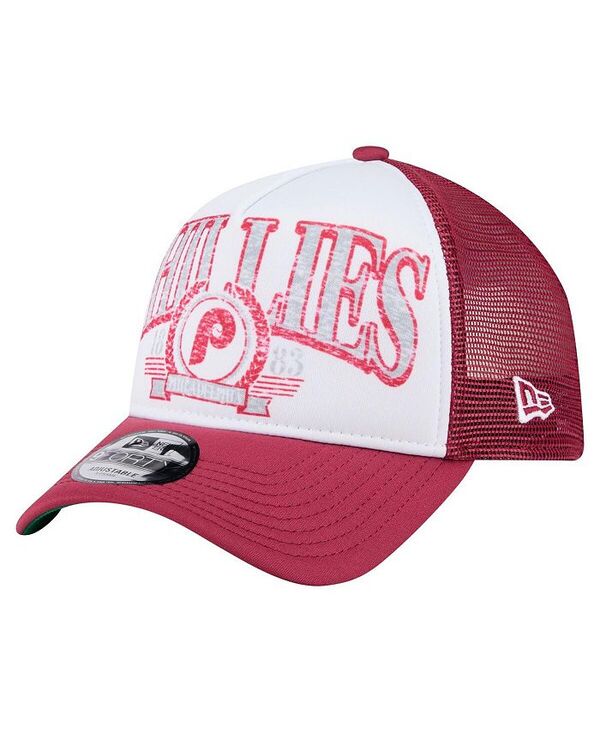 ニューエラ メンズ アクセサリー 帽子 New Era Men's Red Philadelphia Phillies Distressed 9FORTY A-Frame Adjustable Trucker Hat Red レッド｜ReVida 店 9,840円
