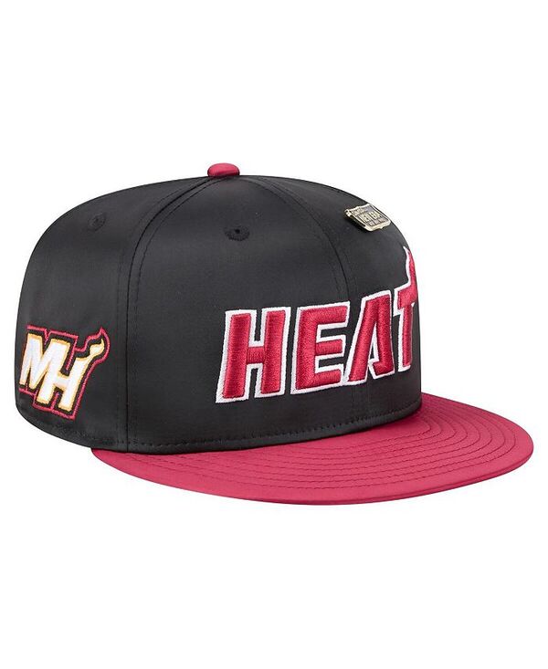 ニューエラ メンズ アクセサリー 帽子 ヴィンテージ サテン New Era Men's Black/Red Miami Heat Throwback Satin Vintage Pin Two-Tone 59FIFTY Fitted Hat Black Red ブラック|ReVida 店