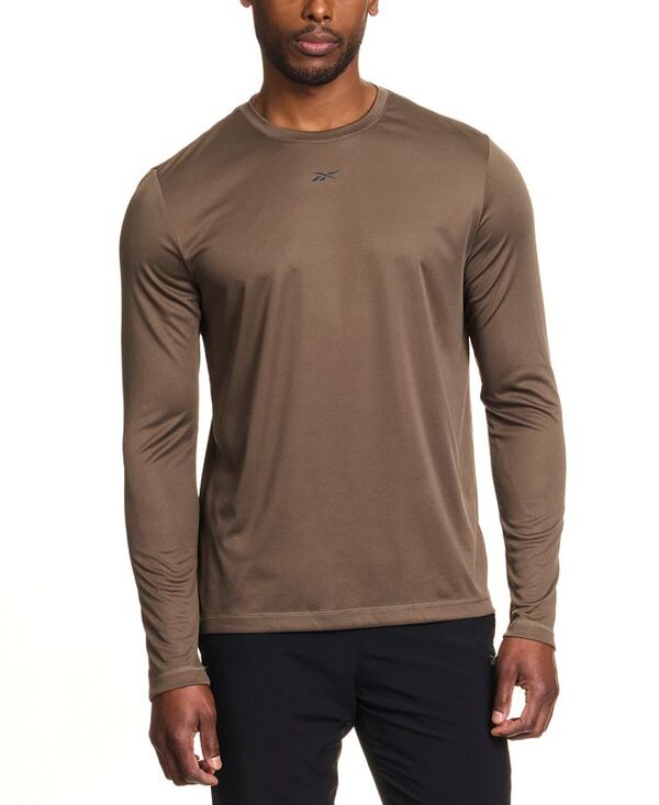 リーボック メンズ トップス Tシャツ クルーネック シャツ ロゴ Reebok Men's Tech Long Sleeve Crewneck Logo T-Shirt Army Green グリーン