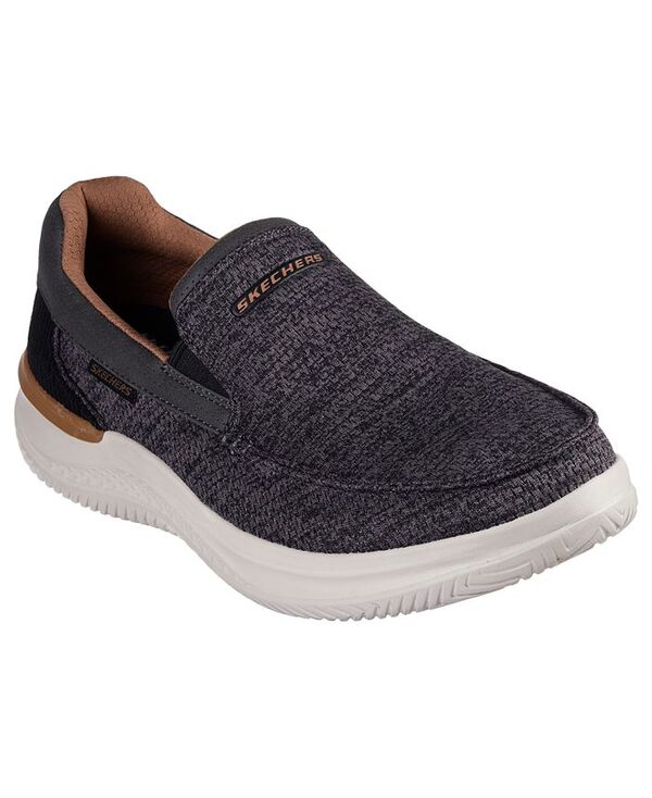 スケッチャーズ メンズ シューズ スニーカー リラックスフィット Skechers Men's Relaxed Fit: Hasting - Marco Slip-On Moc Casual Sneakers from Finish Line Gray Black ブラック