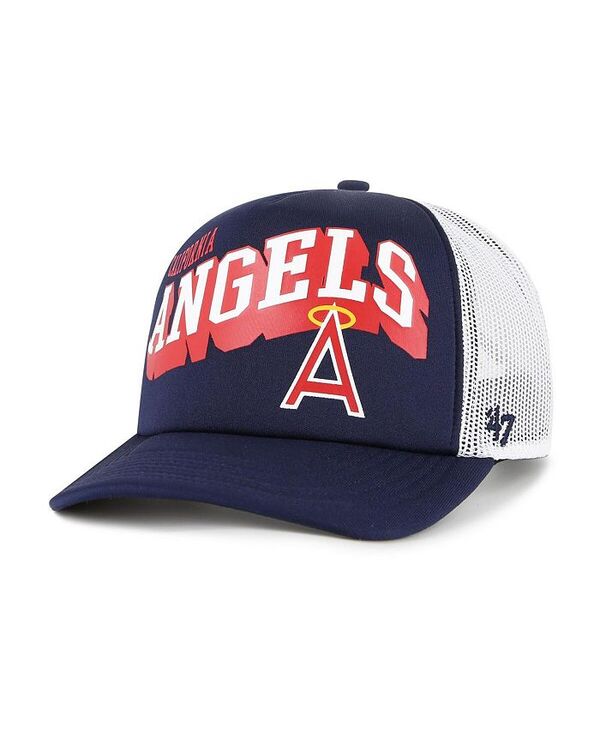 47 ブランド メンズ アクセサリー 帽子 '47 Brand Men's Navy Los Angeles Angels Meander Foam Trucker Snapback Hat Navy ネイビー｜ReVida 店
