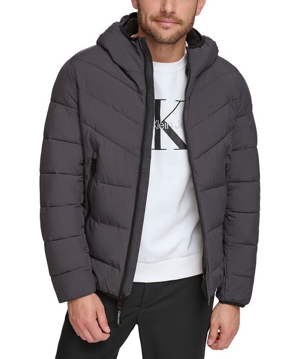 カルバンクライン メンズ アウター ジャケット・ブルゾン ジャケット Calvin Klein Men's Chevron Stretch Jacket With Sherpa Lined Hood Iron 20,060円