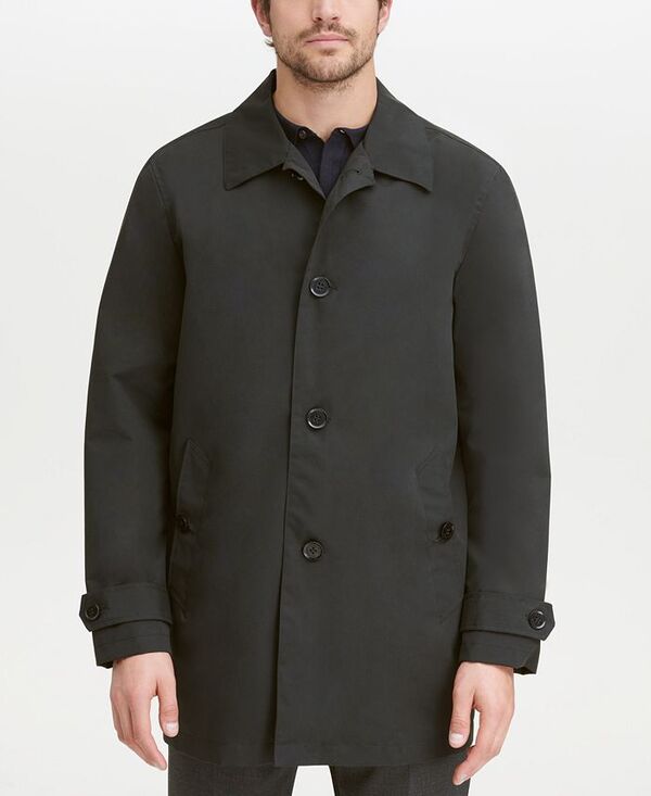 コールハーン メンズ アウター ジャケット・ブルゾン コート Cole Haan Men's Button-Front Water Resistant Rain Coat Black ブラック｜ReVida 店