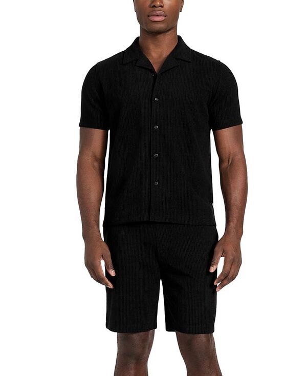 ゲス メンズ ボトムス ハーフパンツ・ショーツ ショートパンツ ニット GUESS Men's Baron Textured Knit Shorts Jet Black ブラック