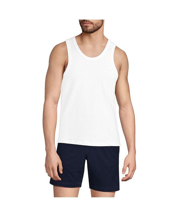 ランズエンド メンズ トップス Tシャツ Lands' End Men's Heavy Weight Tank White ホワイト