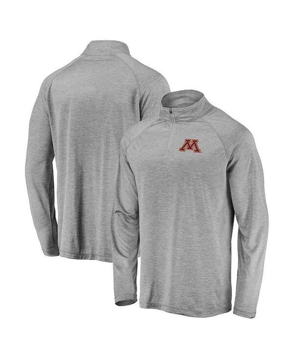 ファナティクス メンズ トップス シャツ Fanatics Men's Gray Minnesota Golden Gophers Striated Raglan Lightweight Quarter-Zip Top Gray グレー｜ReVida 店