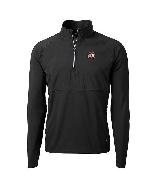 截断機アンドうしろ側 メンズ アウター パーカー・スウェット 編み物 Cutter \u0026 Buck Men\u0027s Black Ohio State Buckeyes Adapt Knit Hybrid Quarter-Zip Pullover Top Black 黒いこと
