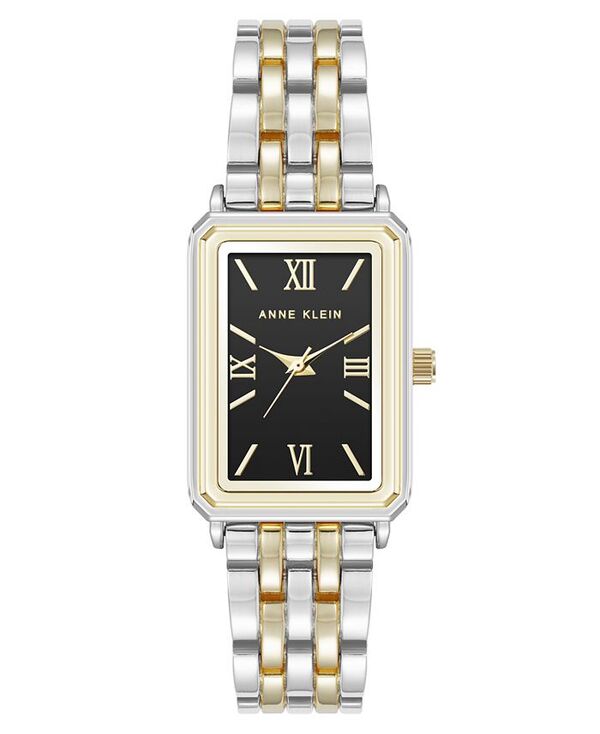 アンクライン レディース アクセサリー 腕時計 Anne Klein Women Quartz Rectangular Estate Two-Tone Metal Alloy and Black Dial Watch 25mm Black Silver-Tone Gold-Tone ブラック
