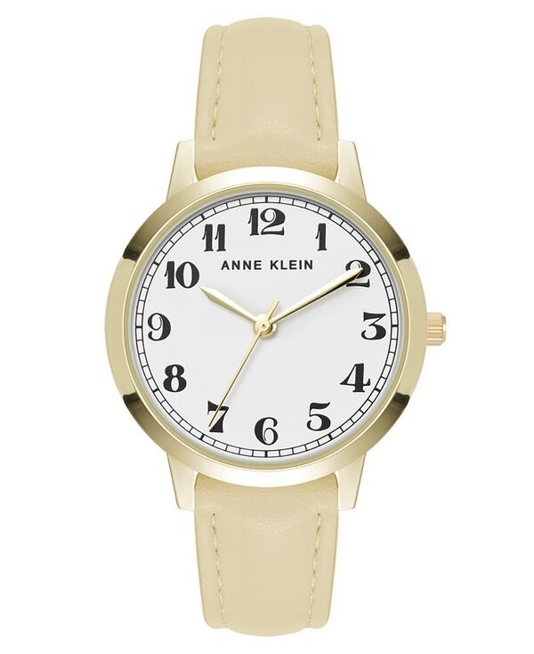 アンクライン レディース 付属物 ウォッチ なめし革 Anne Klein Women\u0027s Quartz Casual Cream Polyurethane Leather and Gold-Tone Metal Alloy Boyfriend Watch 34粍 Cream Gold-Tone 皮膚軟化剤 腕時計-レディース腕時計