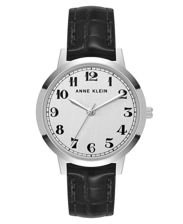 アンクライン レディース アクセサリー 腕時計 レザー Anne Klein Women's Quartz Casual Black Polyurethane Leather and Silver-Tone Metal Alloy Boyfriend Watch 34mm Black Silver-Tone Gold-Tone ブラック｜ReVida 店 17,486円