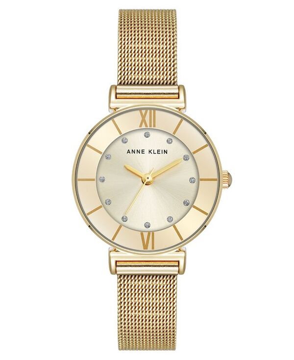 アンクライン レディース アクセサリー 腕時計 メッシュ Tシャツ Anne Klein Women Quartz Premium Round Gold-Tone Stainless Steel Mesh Watch 29mm Gold-Tone ゴールド