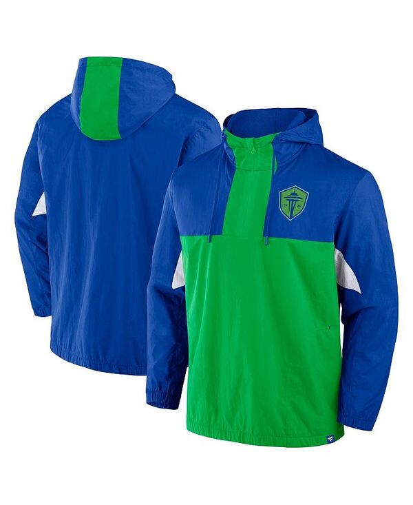 ファナティクス メンズ アウター 上衣・上衣 パーカー 上衣 Fanatics Men\u0027s Royal Seattle Sounders FC Free Kick Woven Quarter-Zip Hoodie Jacket Royal