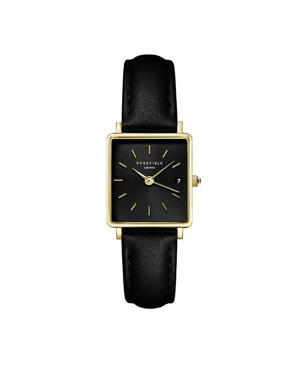 ローズフィールド レディース アクセサリー 腕時計 レザー Rosefield Boxy XS Women's Brown Leather Watch 24mm Black ブラック